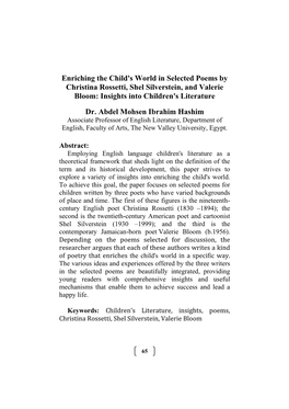 Insights Into Children's Literature Dr. Abdel Mohsen Ibrahim Hashim