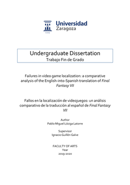 Undergraduate Dissertation Trabajo Fin De Grado