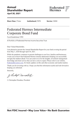 Intermediate Corporate Bond Fund (IS and SS Shares)