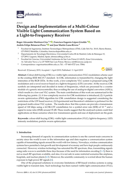 Design and Implementation of a Multi-Colour Visible Light Communication System Based on a Light-To-Frequency Receiver