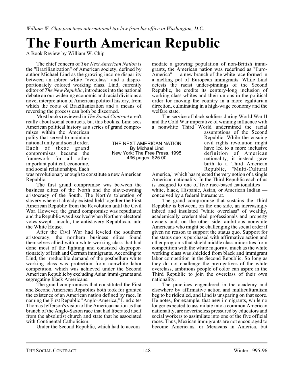 The Fourth American Republic a Book Review by William W