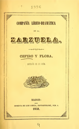 Cefiro Y Flora : Zarzuela En Un Acto