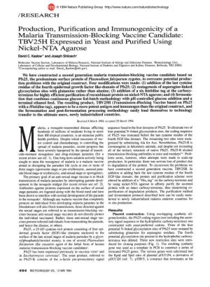 TBV25H Expressed in Yeast and Purified Using Nickel-NTA Agarose