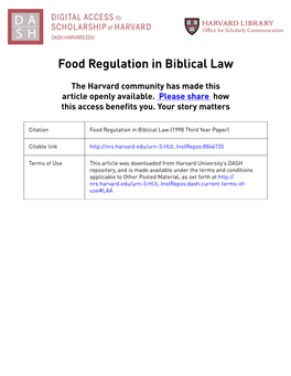 Food Regulation in Biblical Law
