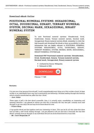 Download Book // Positional Numeral Systems: Hexadecimal, Octal