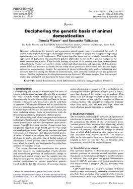 Deciphering the Genetic Basis of Animal Domestication