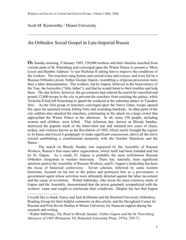 An Orthodox Social Gospel in Late-Imperial Russia∗