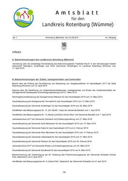 In Den Gemarkungen Haaßel (Gemeinde Selsingen), Anderlingen Und Ohrel (Gemeinde Anderlingen) Im Landkreis Rotenburg (Wümme) Vom 11