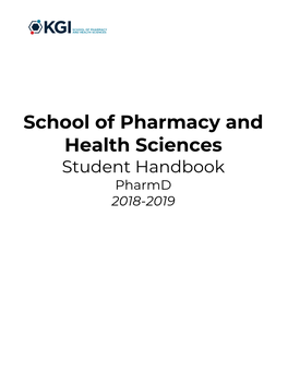 School of Pharmacy and Health Sciences Student Handbook Pharmd 2018-2019