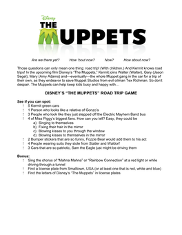 “The Muppets” Road Trip Game