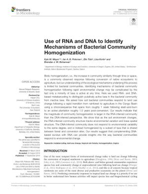 Use of RNA and DNA to Identify Mechanisms of Bacterial Community Homogenization