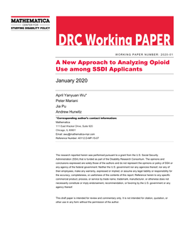 A New Approach to Analyzing Opioid Use Among SSDI Applicants