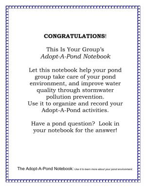 Adopt-A-Pond Notebook