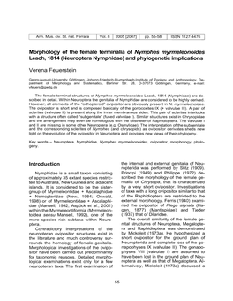 Morphology of the Female Terminalia of Nymphes Myrmeleonoides Leach, 1814 (Neuroptera Nymphidae) and Phylogenetic Implications