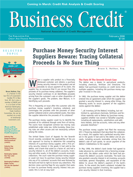 Purchase Money Security Interest TOPIC Suppliers Beware: Tracing Collateral Proceeds Is No Sure Thing
