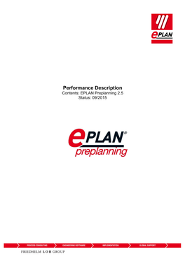 Performance Description Contents: EPLAN Preplanning 2.5 Status: 09/2015