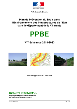 Plan De Prévention Du Bruit Dans L'environnement Des Infrastructures De L'état Dans Le Département De La Charente PPBE
