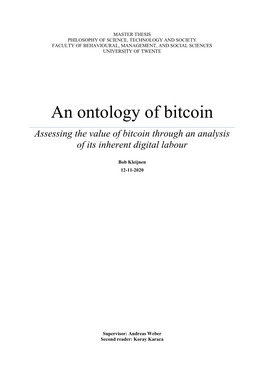 An Ontology of Bitcoin Assessing the Value of Bitcoin Through an Analysis of Its Inherent Digital Labour