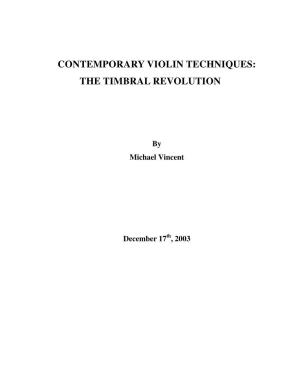 Contemporary Violin Techniques: the Timbral Revolution