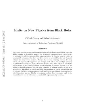 Limits on New Physics from Black Holes Arxiv:1309.0530V1