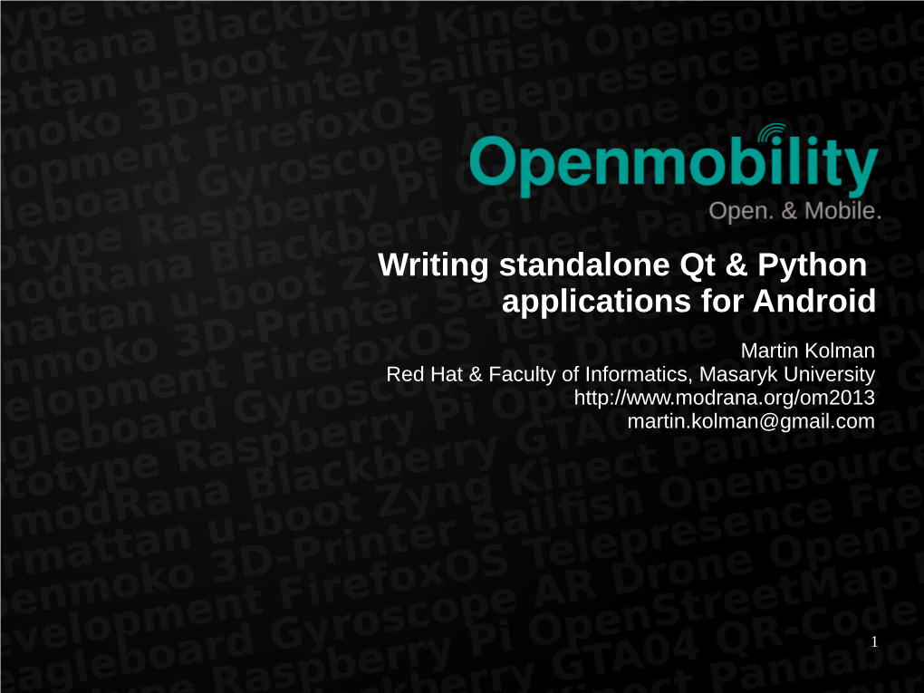 Writing Standalone Qt & Python Applications for Android