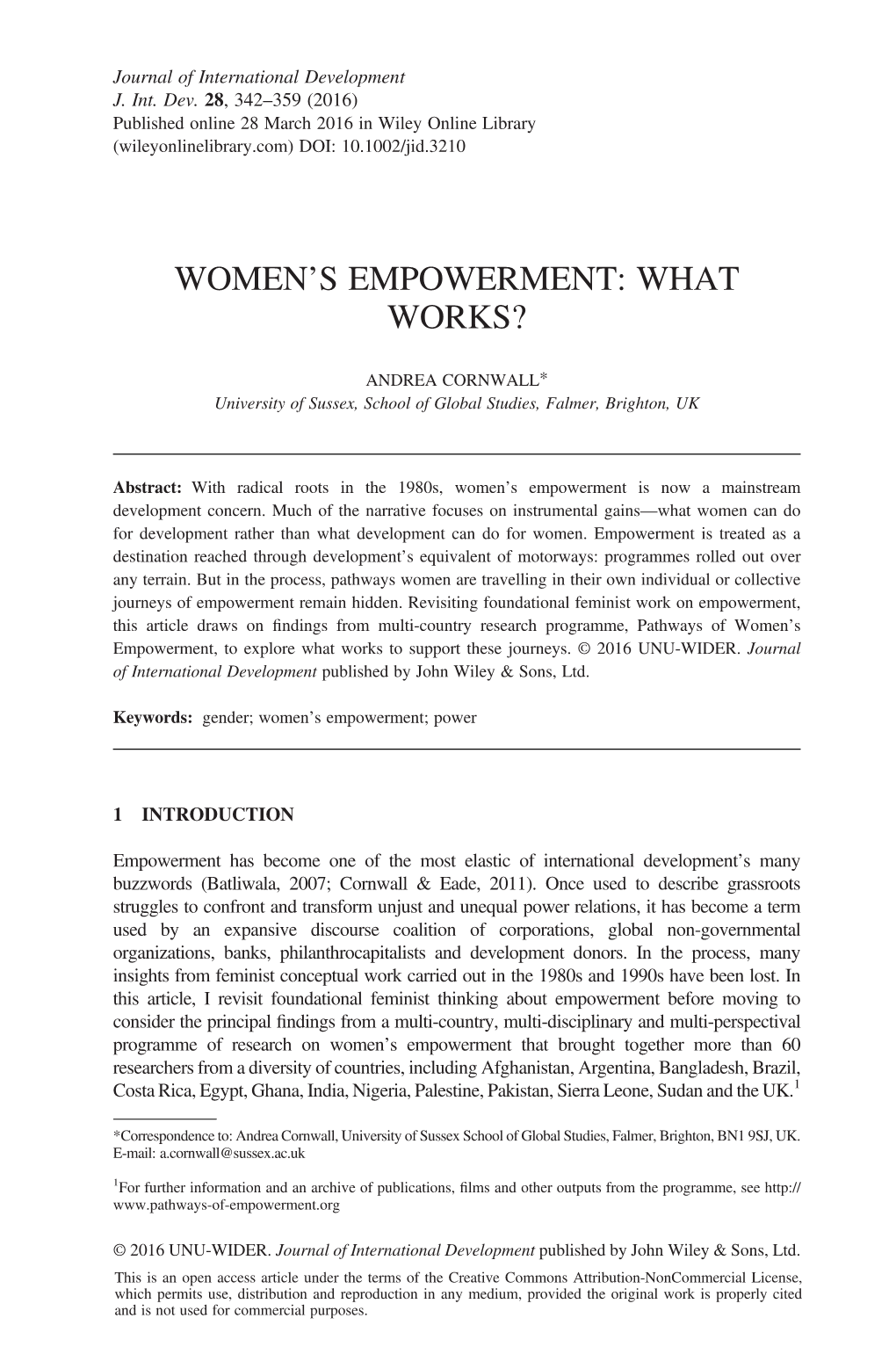 Women's Empowerment: What Works?