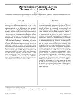 Optimization of Chamois Leather Tanning Using