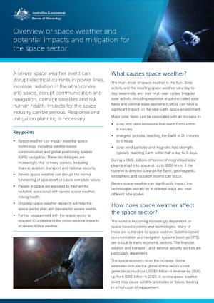 Overview of Space Weather and Potential Impacts and Mitigation for the Space Sector