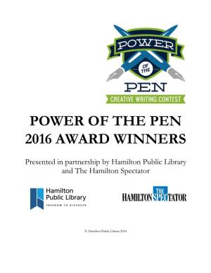Power of the Pen 2016 Award Winners