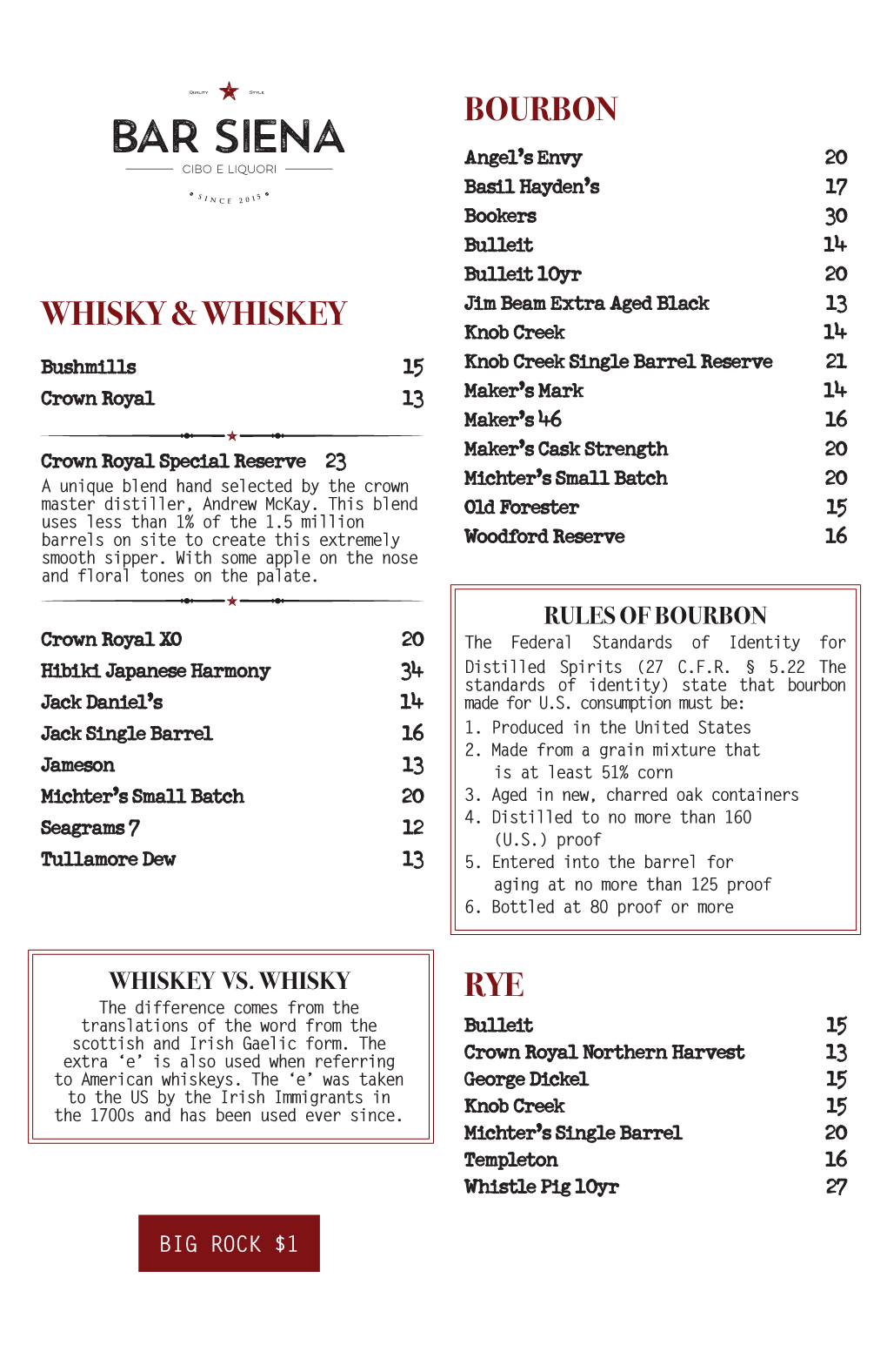 Whisky & Whiskey Bourbon