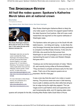 Hail the Rodeo Queen: Spokane’S Katherine Merck Takes Aim at National Crown - Spoke
