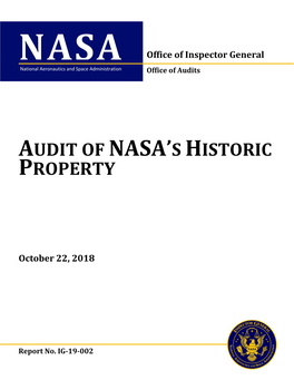 Audit of NASA's Historic Property (IG-19-002)
