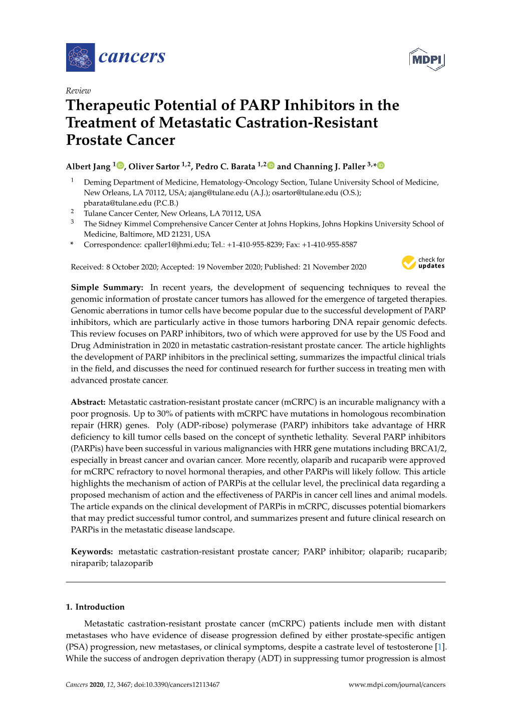 Therapeutic Potential of PARP Inhibitors in the Treatment of Metastatic Castration-Resistant Prostate Cancer