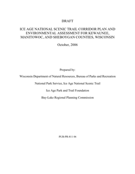 Lake Michigan Ice Age National Scenic Trail Corridor Plan Draft October 2006