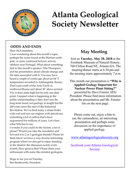 May 2019 AGS Newsletter W Wrong Speaker
