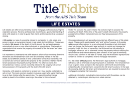 Title Tidbits Life Estates