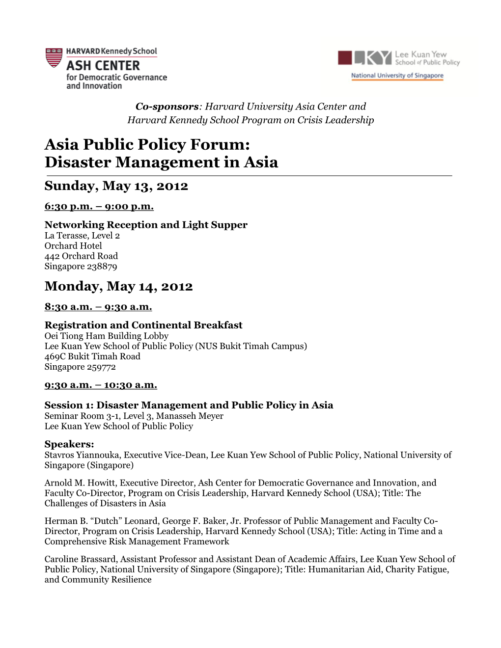 Asia Public Policy Forum: Disaster Management in Asia