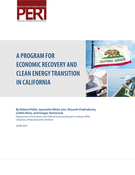 A Program for Economic Recovery and Clean Energy Transition in California