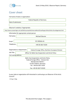 Germany's 2016 Review Report to the Arctic
