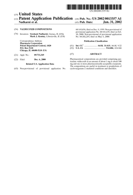 (12) Patent Application Publication (10) Pub. No.: US 2002/0013357 A1 Nadkarni Et Al