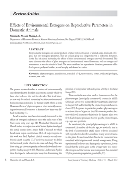 Effects of Environmental Estrogens on Reproductive Parameters in Domestic Animals Review Articles