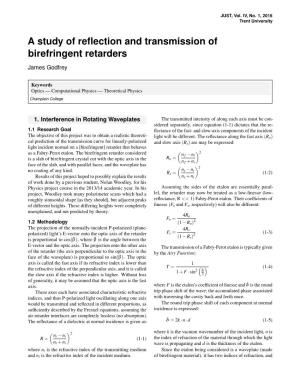 A Study of Reflection and Transmission of Birefringent Retarders