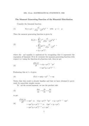 The Binomial Moment Generating Function