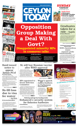 Opposition Group Making a Deal with Govt?