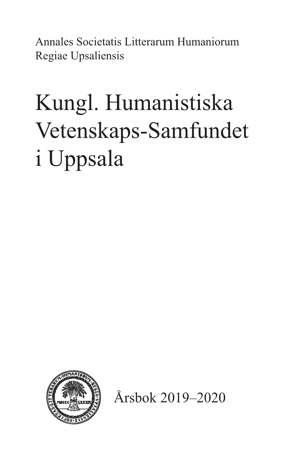 Kungl. Humanistiska Vetenskaps-Samfundet I Uppsala