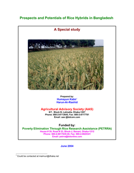 Prospects and Potentials of Rice Hybrids in Bangladesh