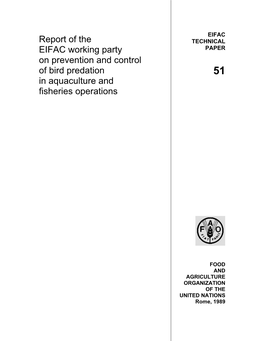 Report of the EIFAC Working Party on Prevention and Control of Bird