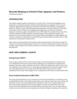 Records Relating to Criminal Trials, Appeals, and Pardons Information Leaflet #9