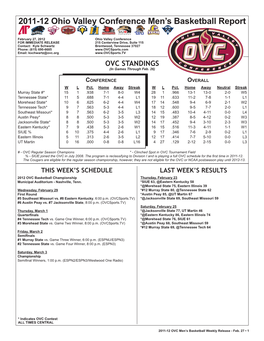 2011-12 OVC Basketball Notes.Indd
