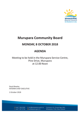 Murupara Community Board 8 October 2018